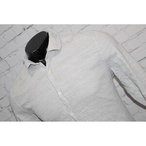 Mavi Shirt Mens Large Light Gray Slim Fit Long Sleeve Button Up Slub Knit Logo